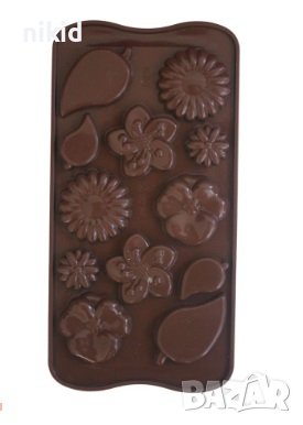 Цвете Цветя и листо капковидно силиконов молд форма фондан шоколад гипс декор, снимка 1 - Форми - 39070516