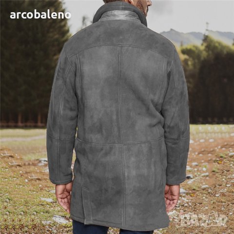 Мъжко кожено палто с вълнена подплата със средна дължина и цип, 4цвята - 023, снимка 13 - Палта - 43331029
