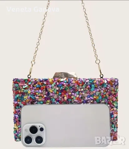 Дамска парти чантичка с различни камъчета, снимка 6 - Чанти - 49978701