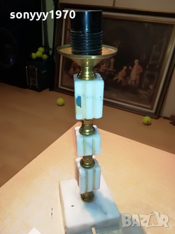 мараморна лампа-мед/месинг 40х11х11см 2206210822, снимка 7 - Антикварни и старинни предмети - 33294245