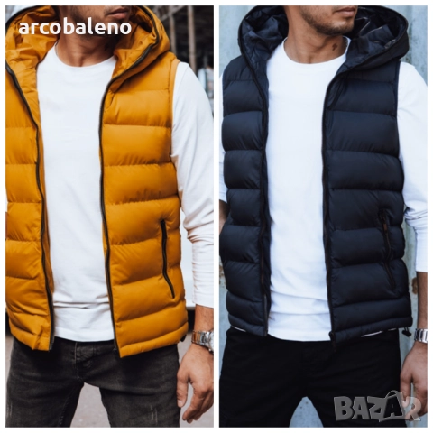 Ликвидация! Мъжка ватирана жилетка с качулка, 2цвята 