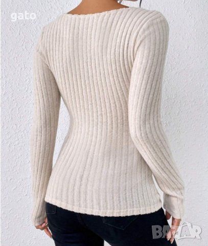 Блуза с оформящо деколте, снимка 3 - Блузи с дълъг ръкав и пуловери - 43779405