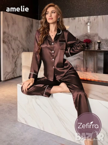 🌠Елегантна пижама с дълъг ръкав 🪶Zefirra Campari🪶🧸