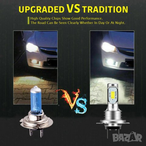 H7 Крушки, H7 Крушка, Без вентилатор, LED, за автомобил, за кола за фарове, ЛЕД, Бяла светлина  , снимка 6 - Аксесоари и консумативи - 37974852