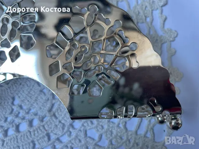 QUEEN ANNE красив посребрен салфетник от Англия в кутия, снимка 7 - Антикварни и старинни предмети - 48511720