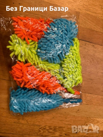 Нов Комплект 3 броя микрофибърни четки за прах + кърпа, цветни ченил мопове