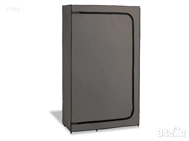 НОВ! Текстилен гардероб с лост и рафтове 174х100х46см сив, снимка 3 - Гардероби - 52519116