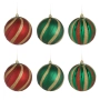 Коледни топки червено-зелено с брокатени ивици Ø10 см, 6 бр._1241036, снимка 1