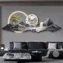 Модерна пейзажна кристална картина с LED осветление и стенен часовник, снимка 1