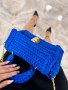 Дамска ръчно плетена модерна синя чанта