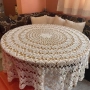Ретро ръчно плетена кухненска покривка, кръгла,160 см екрю, ретро, ​​ръчна изработка една кука , снимка 7