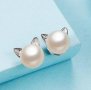 Сребърни Обеци Котешка Перла - 925 печат сребро BT401, снимка 2