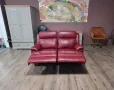 Червен кожен диван двойка с електрически релаксиращ механизъм, снимка 8