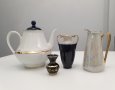 Вазички и чайник с печат от 60-те години, снимка 1 - Антикварни и старинни предмети - 35063222