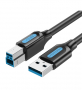 Кабел USB3.0 Мъжко към USB Type B Мъжко 1.5m Черен 5Gb/s Vention COOBG Cable USB - USB Type B M/M