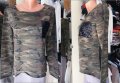 Блуза милитъри с джоб с черни пайети - трико, снимка 1