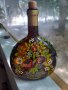 Ръчно рисувана гояма стъклена бутилка бъклица павур, снимка 1 - Антикварни и старинни предмети - 37218445