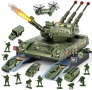 Нов Военен танк играчка + хеликоптер и камион, 6 метални мини коли, 10 войници, снимка 1