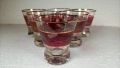 Много красив комплект чаши, калиево стъкло, червени, златни кантове, ръчна гравюра, 6 бр, снимка 7