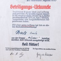 Грамота документ оригинални подписи Германия военен 1935 г., снимка 1 - Антикварни и старинни предмети - 43317116