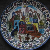 JERUSALEM  Порцеланова , Ръчно Изрисувана Чиния за  Стена, снимка 1 - Други ценни предмети - 44852816