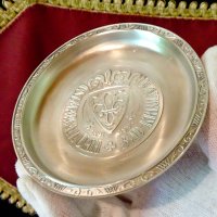 Немска чиния за хапки,купичка от калай,герб. , снимка 1 - Антикварни и старинни предмети - 33267673