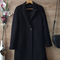 Черно палто вълна ZARA , снимка 2 - Палта, манта - 44128322