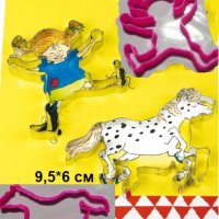Пипи Дългото Чорапче Маймунката г-н Нилсон и коня кон пластмасов резец форма фондан тесто бисквитки, снимка 2 - Форми - 27154864