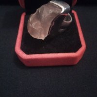Уникати!!Огромен авторски  сребърен пръстен 26 грама с друза  розов кварц , снимка 5 - Пръстени - 32331739
