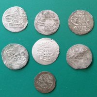 Колекция НЕПРОБИТИ 7 ахчета акчета ахче акче сребърни Османски монети мангъри, снимка 5 - Нумизматика и бонистика - 43082774
