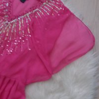 ИЗКЛЮЧИТЕЛНО КРАСИВА плажна рокля/туника в розов цвят с пайети  , снимка 5 - Рокли - 37220670