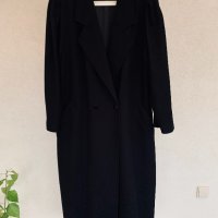 Черно дълго вълнено палто модерна кройка, снимка 7 - Палта, манта - 35407428