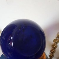 Голяма синя стъклена ваза, снимка 6 - Антикварни и старинни предмети - 33410962