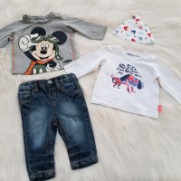 Лот дънки блузи и шапка за бебе 0-3 месеца, снимка 2 - Комплекти за бебе - 32294138