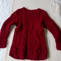 Плетен детски пуловер с дължина 46см за момиченце винено червен, снимка 10 - Детски пуловери и жилетки - 28682434