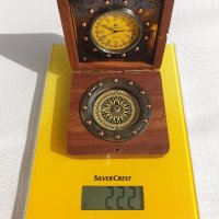 Дървена ретро кутия с часовник и компас, снимка 5 - Подаръци за мъже - 43258578