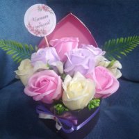 Сърце с девет ароматни сапунени рози, снимка 3 - Подаръци за жени - 37911601