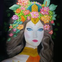 картина жена - рисувана с маслени бои, снимка 1 - Картини - 43073441