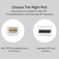 НОВ КАБЕЛ Thunderbolt Mini Displayport към DisplayPort Кабелен адаптер Mini DP към DP конвер, снимка 10 - Друга електроника - 39863278