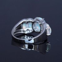 Сребърен пръстен с опали, снимка 2 - Пръстени - 35363693