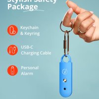 Vantamo Ключодържател лична аларма 130 dB и ярка мигаща светлина(лазурно син), снимка 2 - Други стоки за дома - 43576402