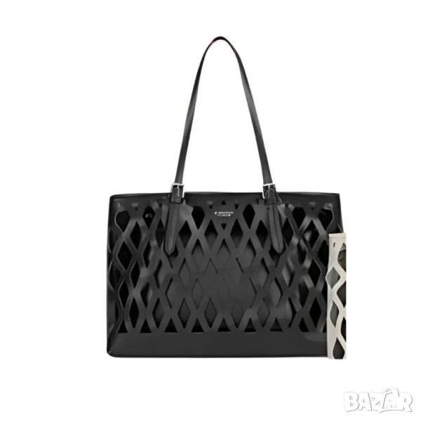 Дамска чанта с вътрешен несесер и решетъчен дизайн, снимка 1