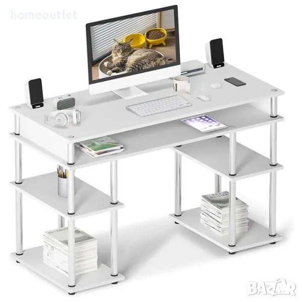 ПРОМОЦИЯ Компютърно/офис бюро с място за съхранение LJJ-MLS12040-W, снимка 1