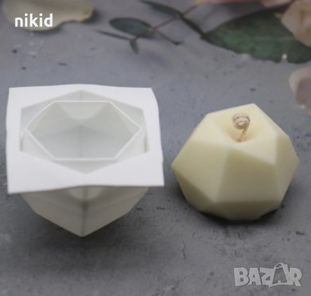 3D Дълбока малка геометрична шестоъгълна форма силиконов молд калъп за мъфини свещ гипс шоколад, снимка 1