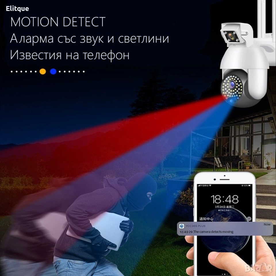 C-P11-50 Куполна Камера с 2 обектива 50 LЕD - 4 антени, снимка 1