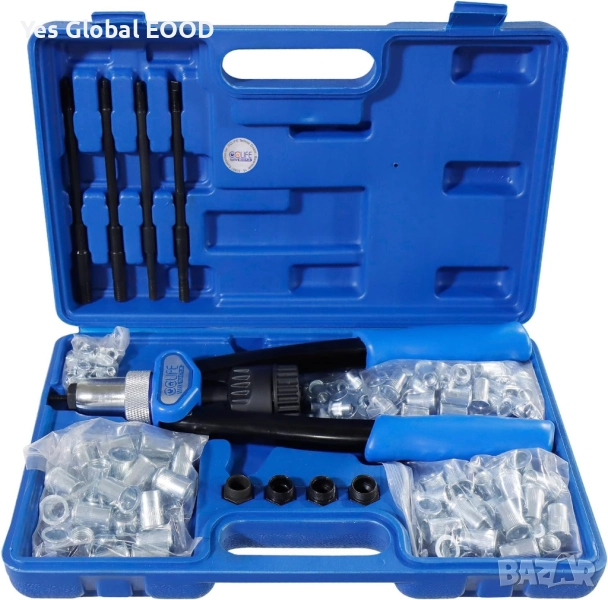 CCLIFE нит гайковерт с 150бр M5–M12 нит гайки комплект за занитване, снимка 1