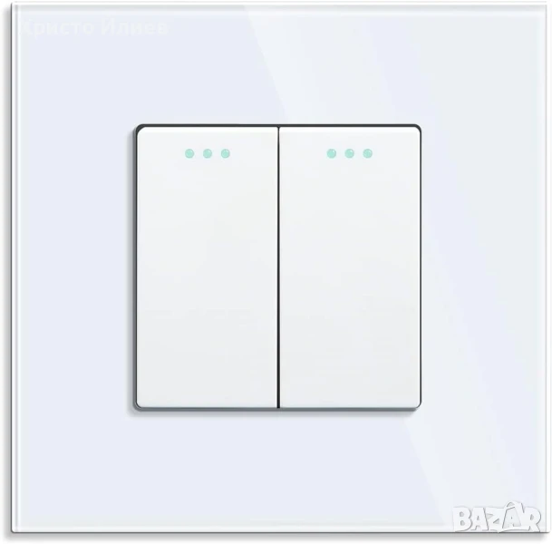 Контакт за осветление с 2 бутона със стъклена рамка, снимка 1