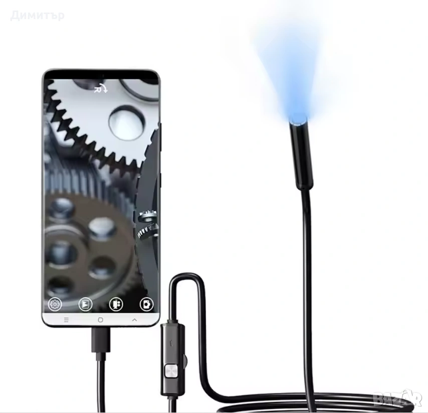 Ендоскопска камера IP67, инспекционна, дължина 2м, Android USB-C, снимка 1