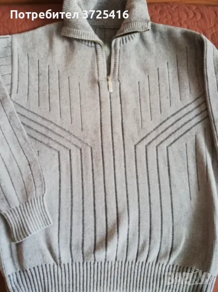 Сива блуза-пуловер с яка с цип, снимка 1