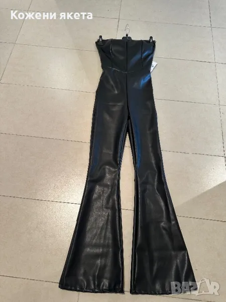 Дълъг кожен разкроен гащеризон с лека вата и корсет , снимка 1